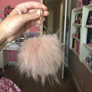 Light pink/brown Michael Kors puff ball keychain